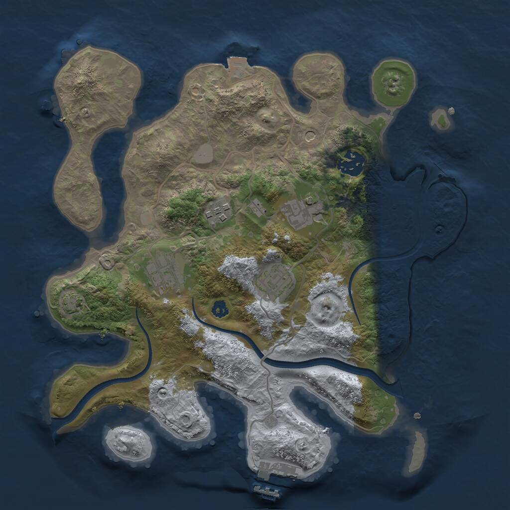 Rust Map: Procedural Map, Size: 3000, Seed: 40977897, 9 Monuments