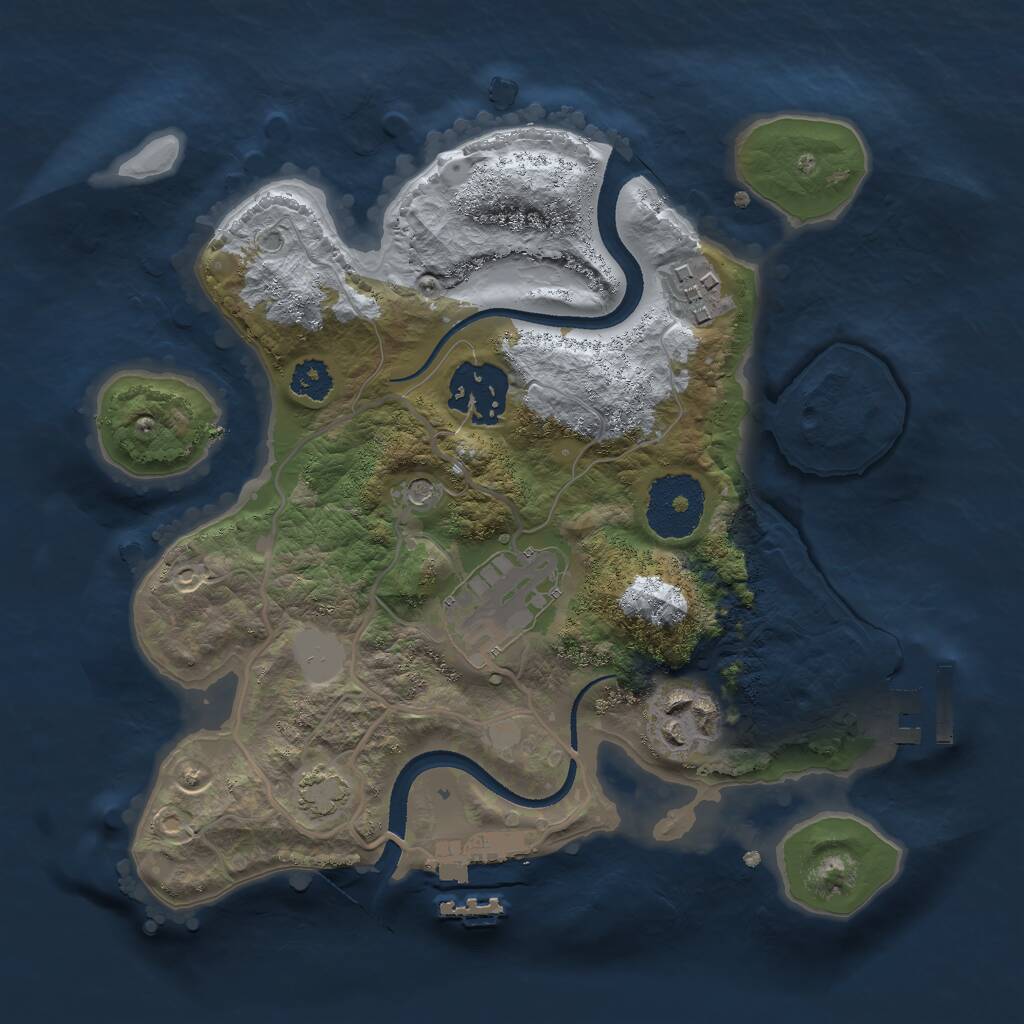 Rust Map: Procedural Map, Size: 2500, Seed: 1485128732, 9 Monuments