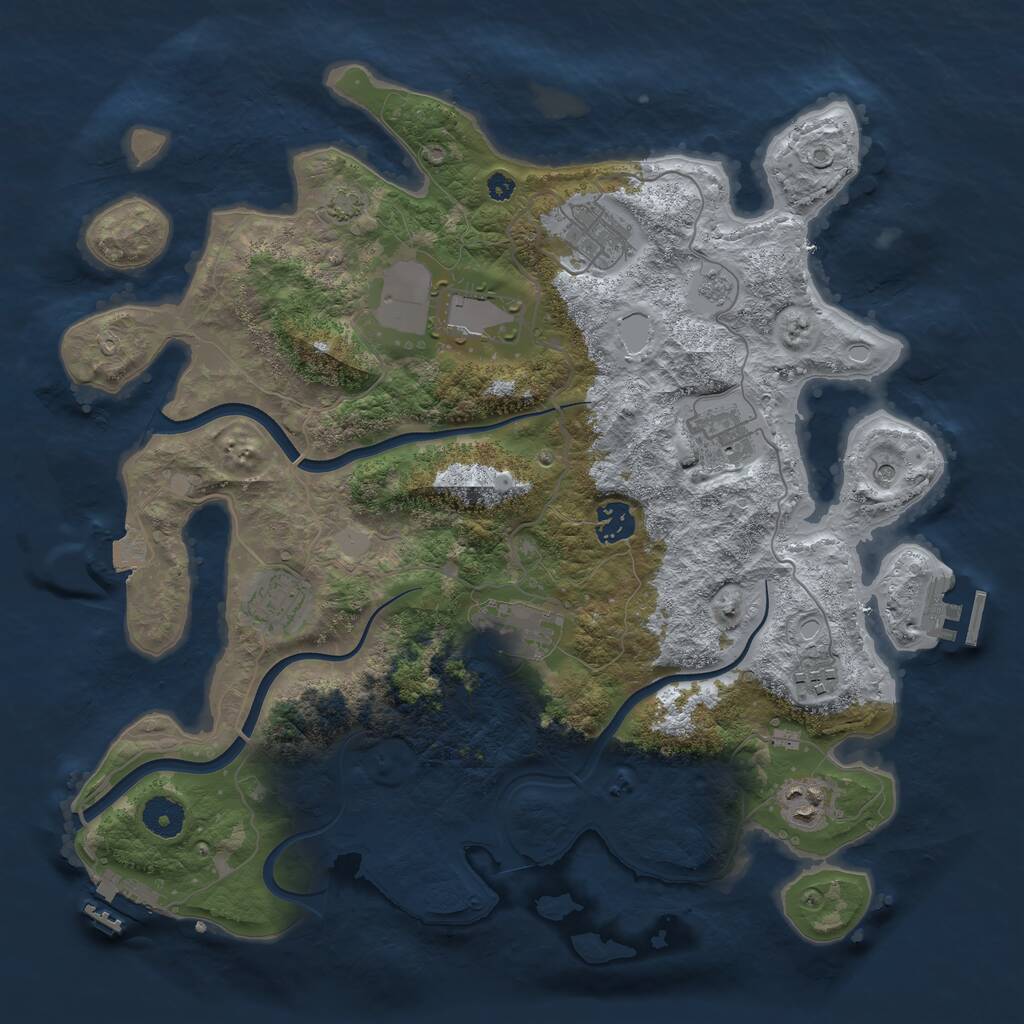 Rust Map: Procedural Map, Size: 3750, Seed: 279889125, 14 Monuments
