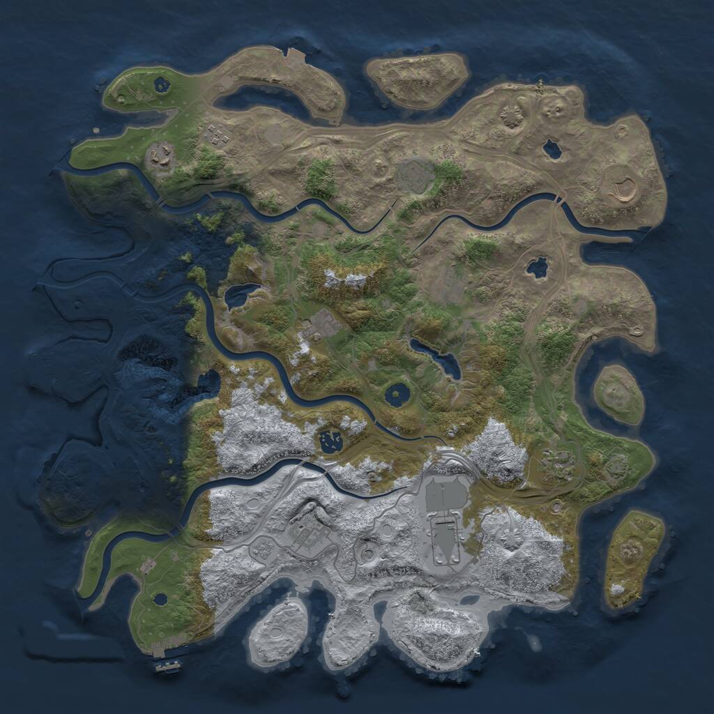 Rust Map: Procedural Map, Size: 4500, Seed: 1500150421, 16 Monuments