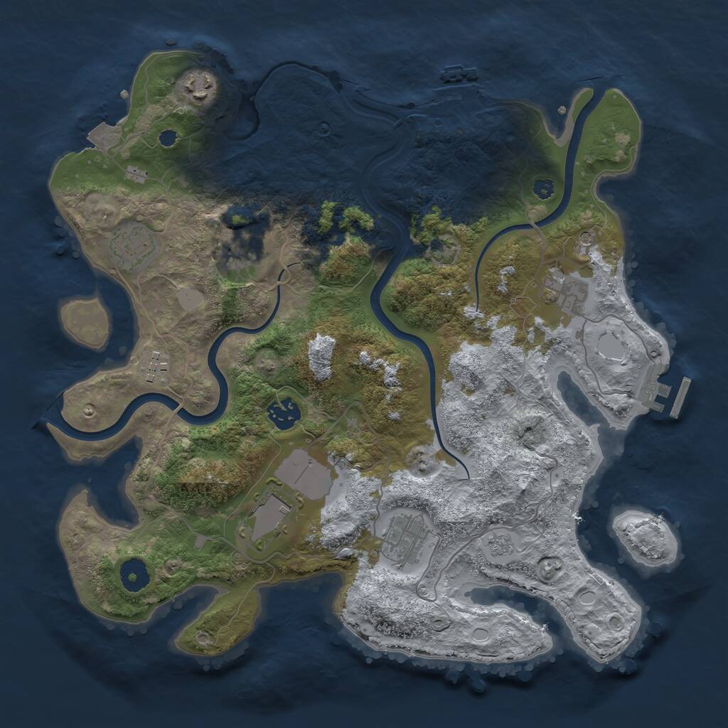Rust Map: Procedural Map, Size: 3500, Seed: 1468702324, 14 Monuments