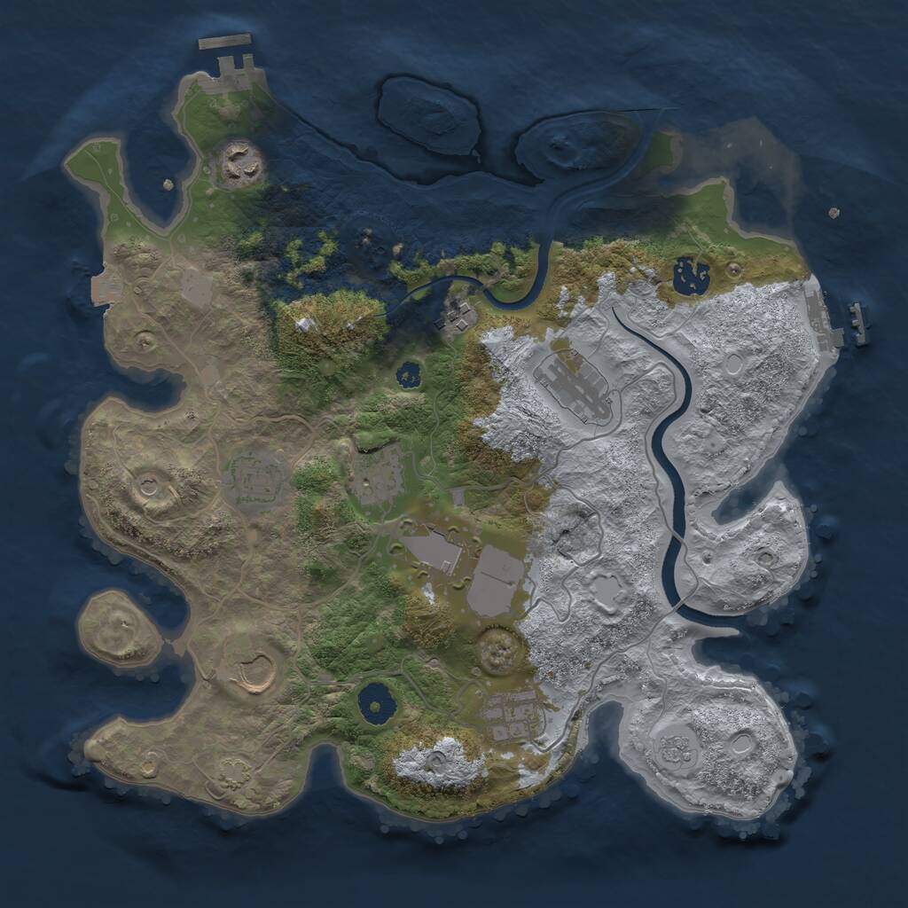 Rust Map: Procedural Map, Size: 3500, Seed: 989055924, 15 Monuments