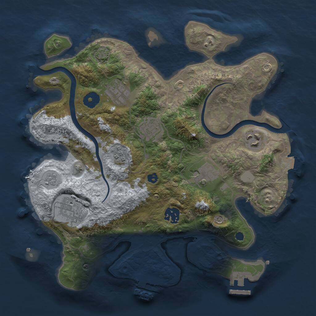 Rust Map: Procedural Map, Size: 3000, Seed: 65407, 13 Monuments