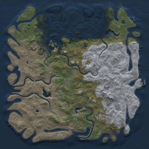 Thumbnail Rust Map: Procedural Map, Size: 6000, Seed: 1441528865, 17 Monuments