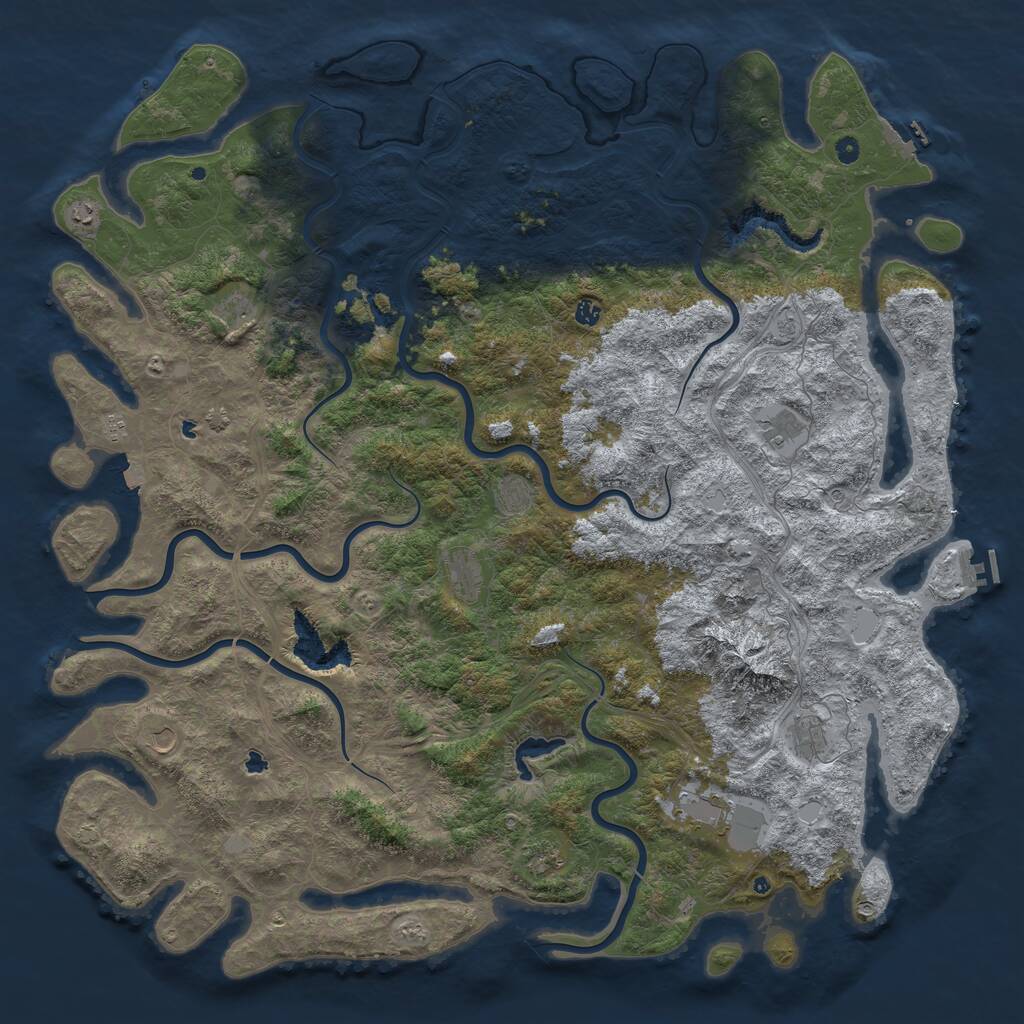Rust Map: Procedural Map, Size: 6000, Seed: 1441528865, 17 Monuments