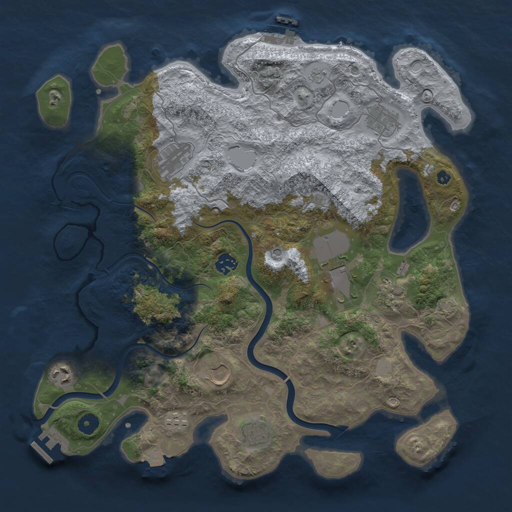Rust Map: Procedural Map, Size: 3750, Seed: 1513977701, 15 Monuments