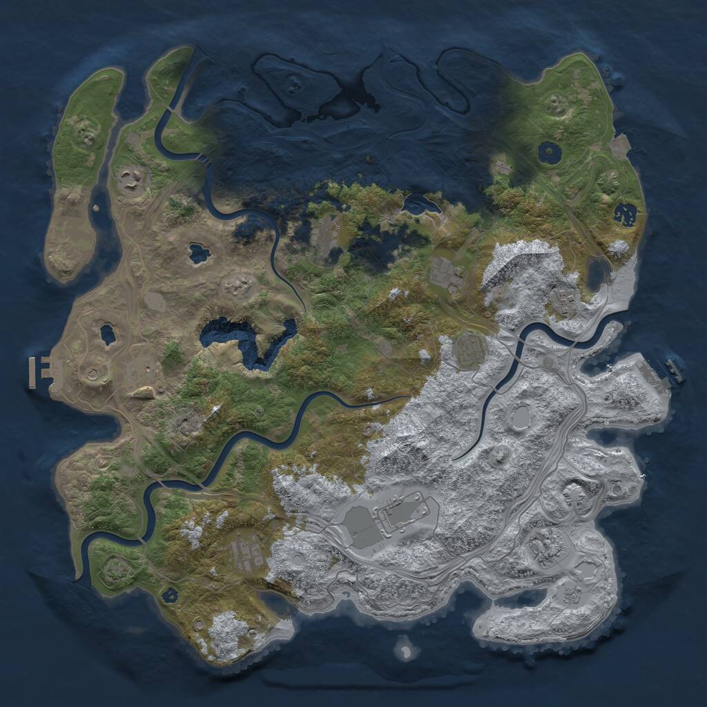 Rust Map: Procedural Map, Size: 4500, Seed: 304001406, 16 Monuments