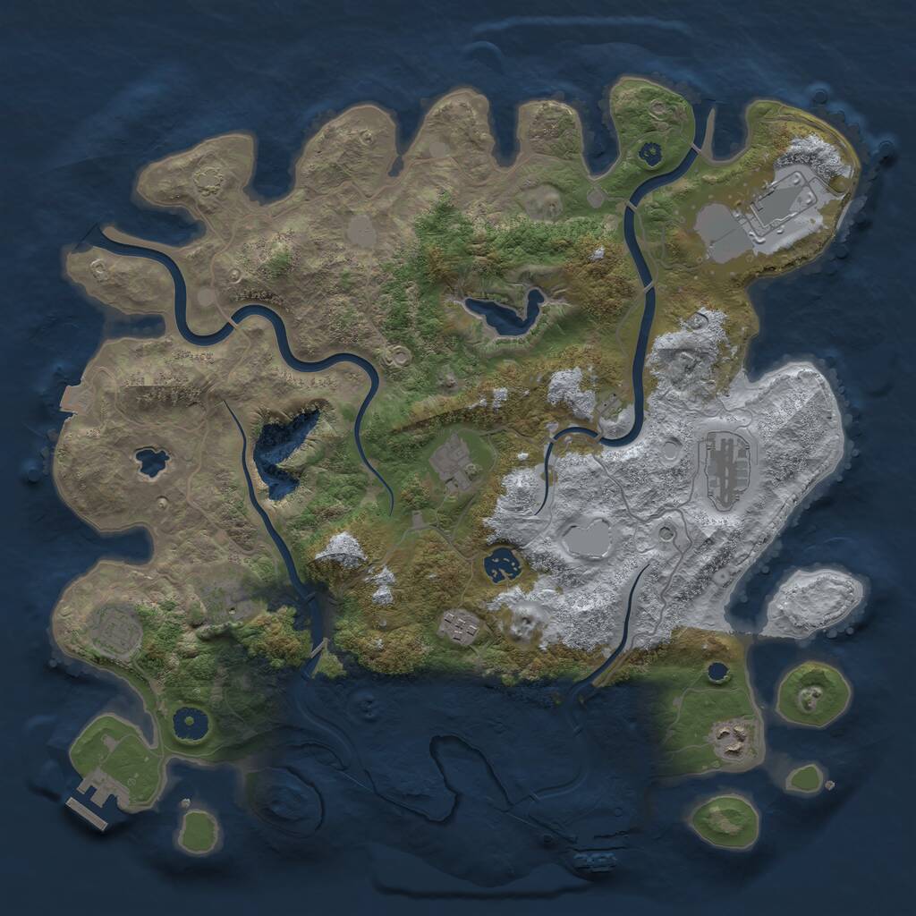 Rust Map: Procedural Map, Size: 4000, Seed: 673851954, 13 Monuments