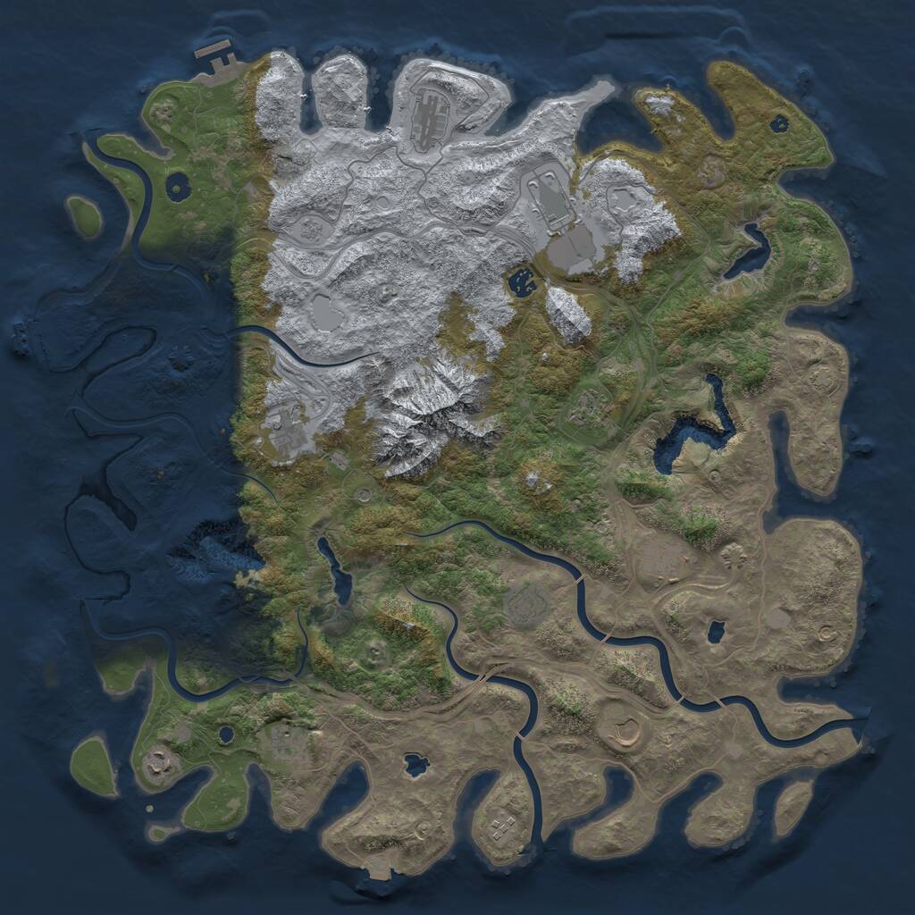 Rust Map: Procedural Map, Size: 5000, Seed: 99887, 17 Monuments