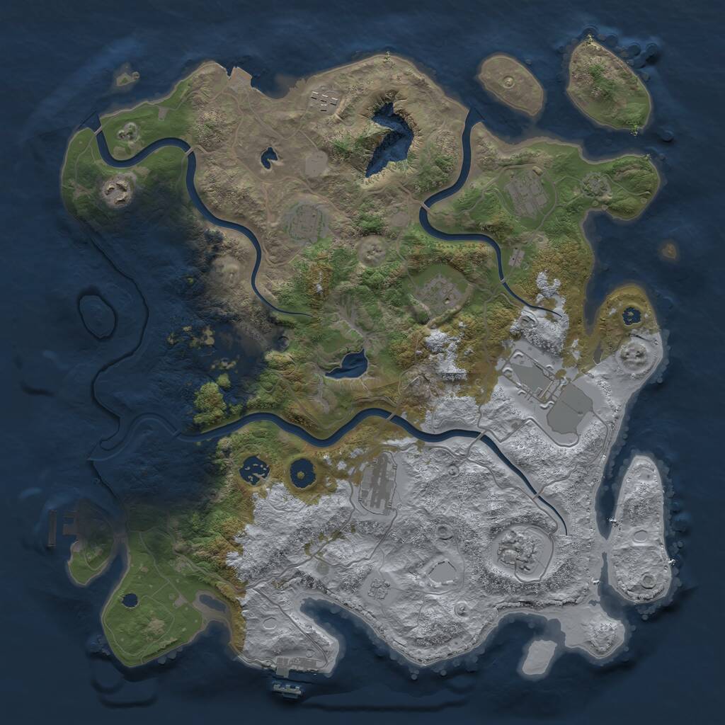 Rust Map: Procedural Map, Size: 4000, Seed: 22221, 16 Monuments