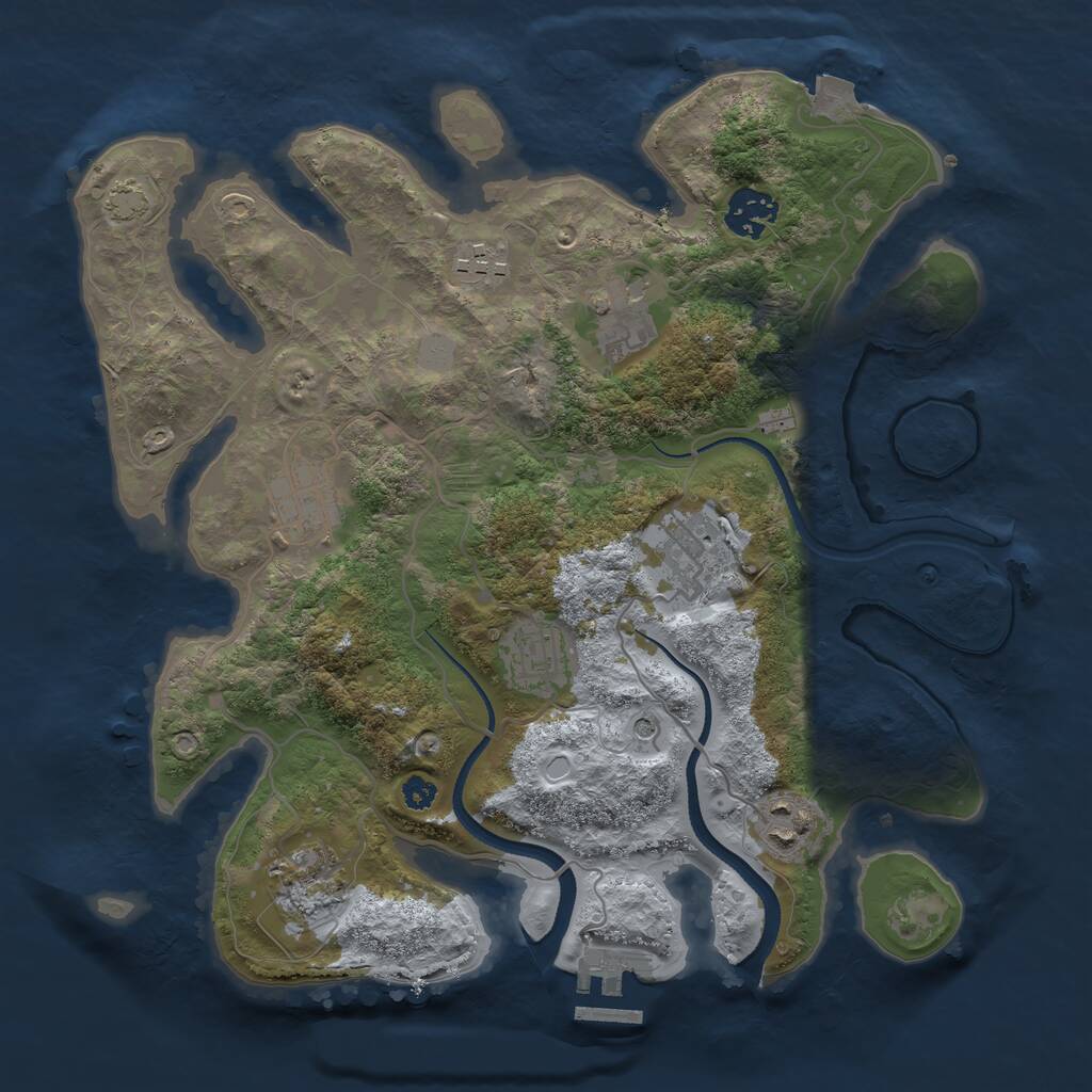 Rust Map: Procedural Map, Size: 3250, Seed: 904969712, 12 Monuments