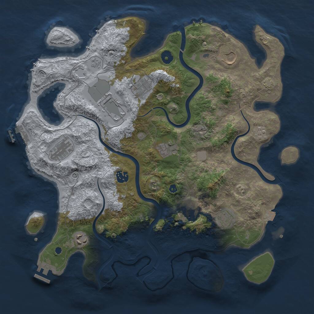 Rust Map: Procedural Map, Size: 3800, Seed: 79246553, 16 Monuments