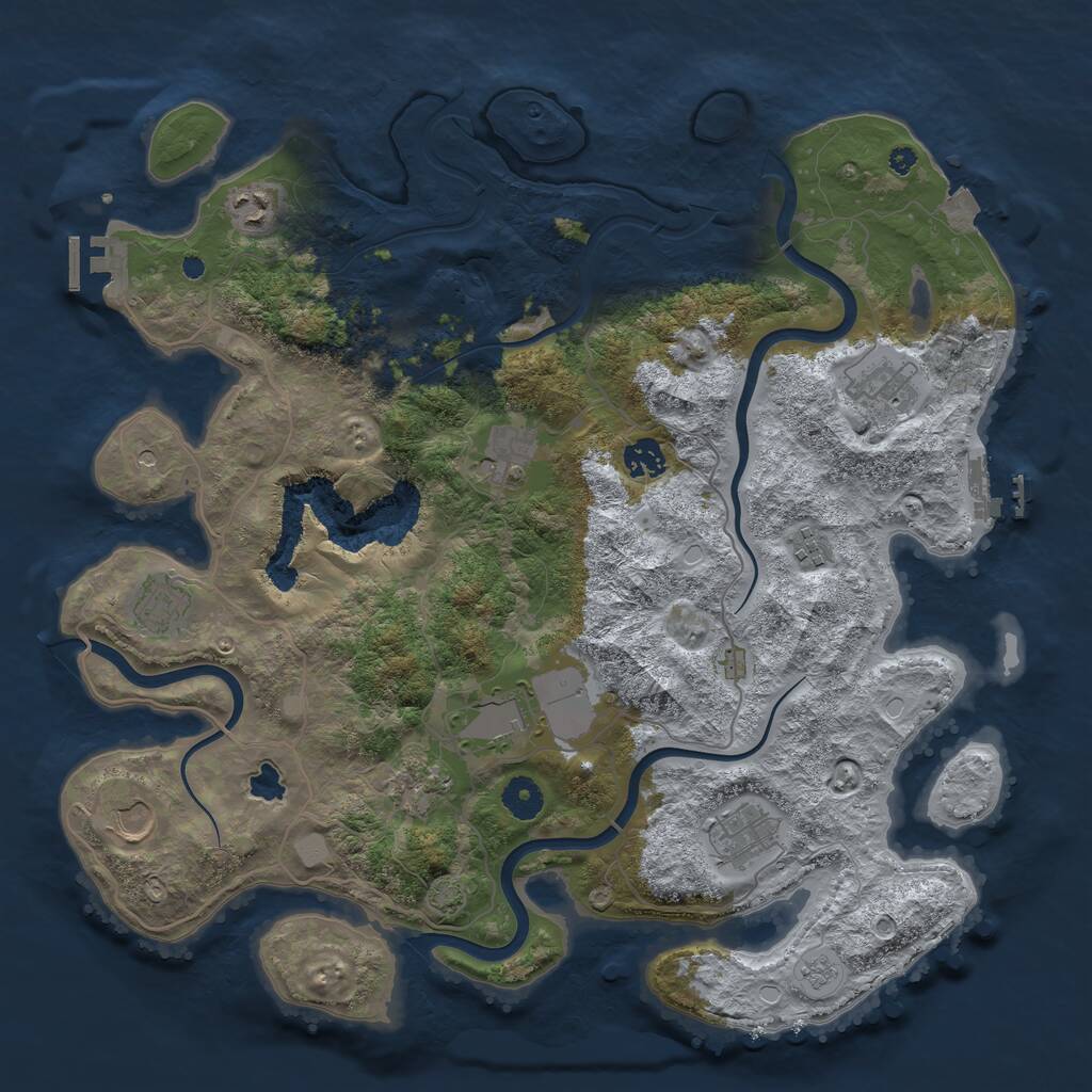 Rust Map: Procedural Map, Size: 4000, Seed: 905775296, 16 Monuments