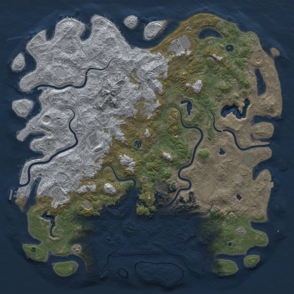 Rust Map: Procedural Map, Size: 6000, Seed: 728491, 17 Monuments