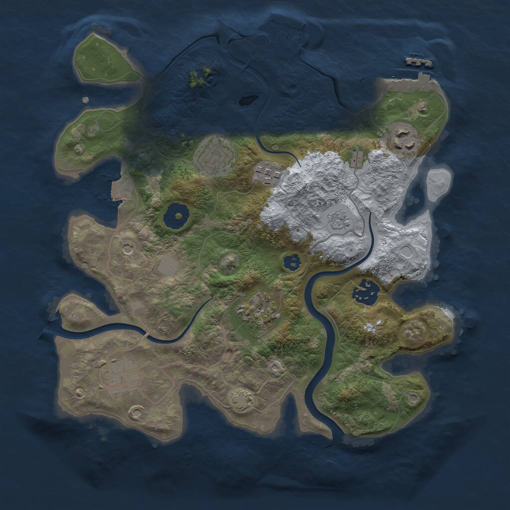 Rust Map: Procedural Map, Size: 3000, Seed: 1452703614, 12 Monuments