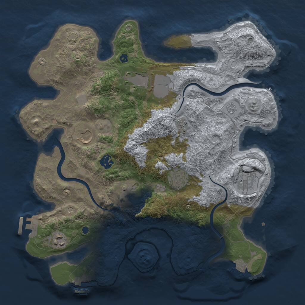 Rust Map: Procedural Map, Size: 3500, Seed: 1245462935, 14 Monuments