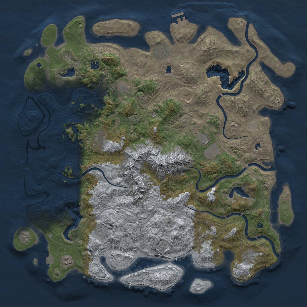 Rust Map: Procedural Map, Size: 5000, Seed: 1896686445, 16 Monuments