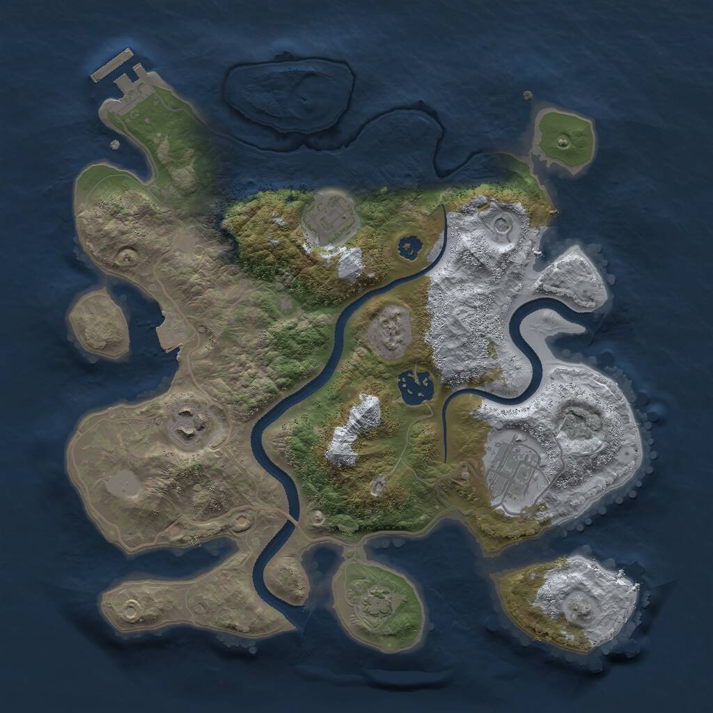 Rust Map: Procedural Map, Size: 3000, Seed: 74034975, 8 Monuments