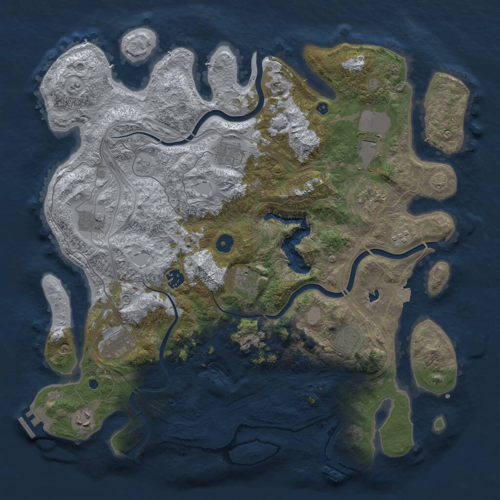 Rust Map: Procedural Map, Size: 4250, Seed: 1960836653, 16 Monuments