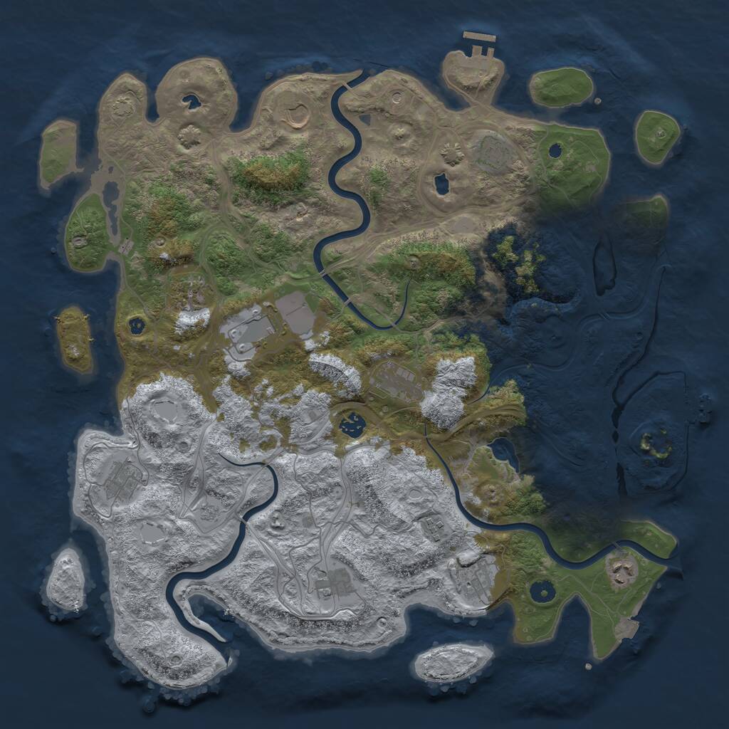 Rust Map: Procedural Map, Size: 4500, Seed: 770013140, 17 Monuments