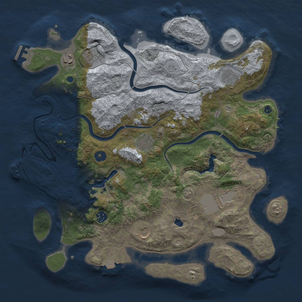 Rust Map: Procedural Map, Size: 4000, Seed: 135167, 14 Monuments