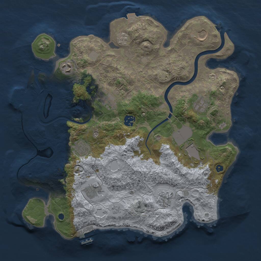 Rust Map: Procedural Map, Size: 3500, Seed: 1385232257, 16 Monuments