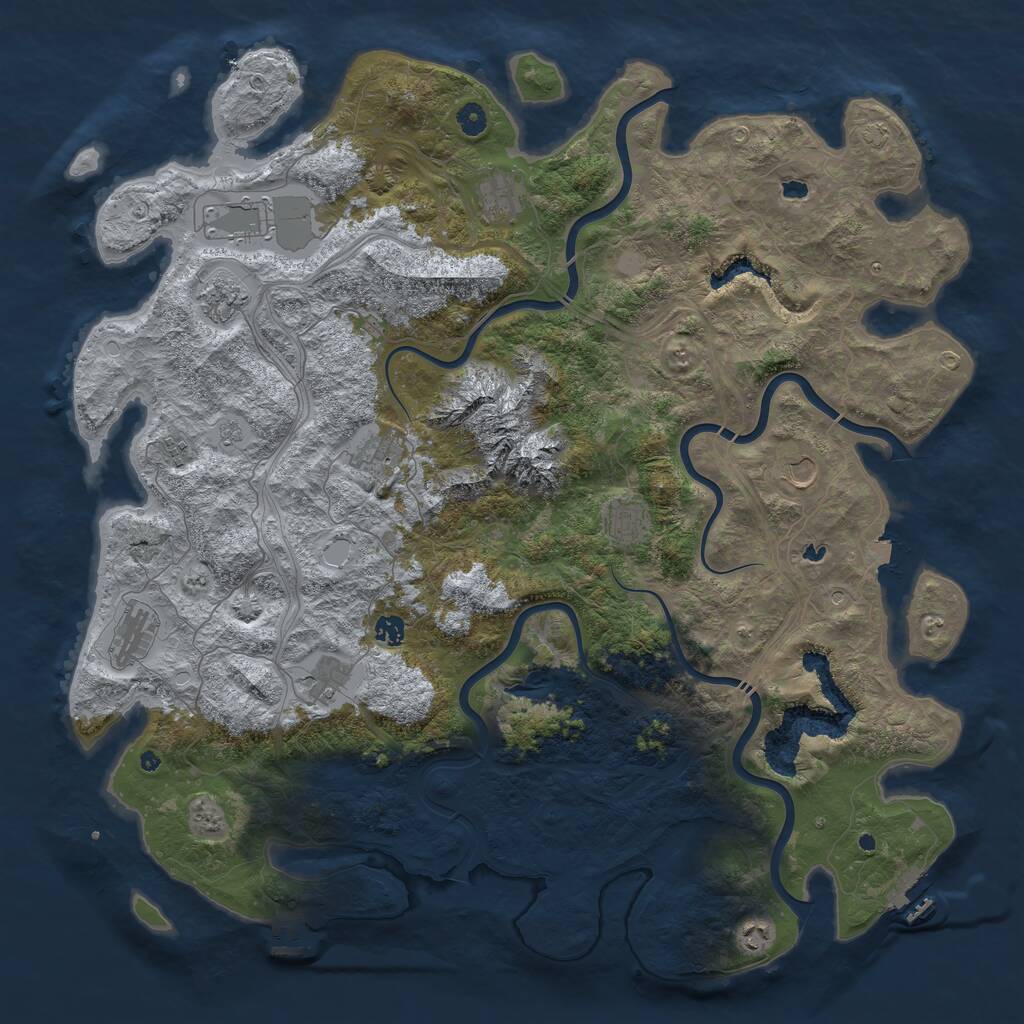 Rust Map: Procedural Map, Size: 5000, Seed: 1166784397, 17 Monuments