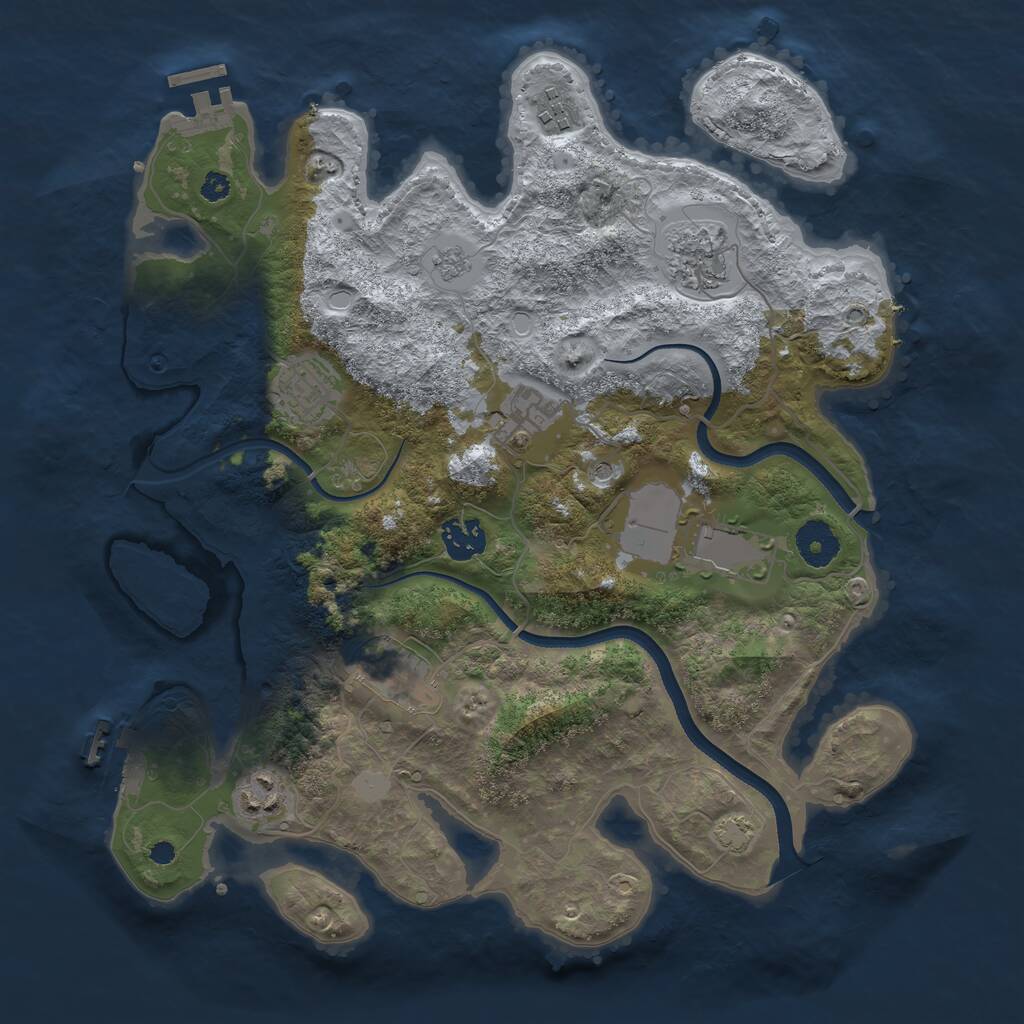 Rust Map: Procedural Map, Size: 3500, Seed: 2034061146, 14 Monuments