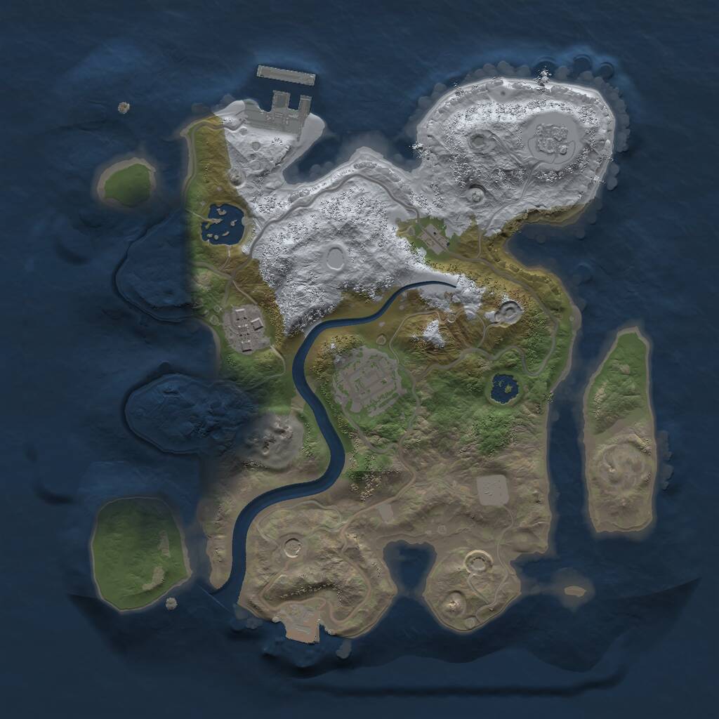 Rust Map: Procedural Map, Size: 2500, Seed: 705461519, 7 Monuments