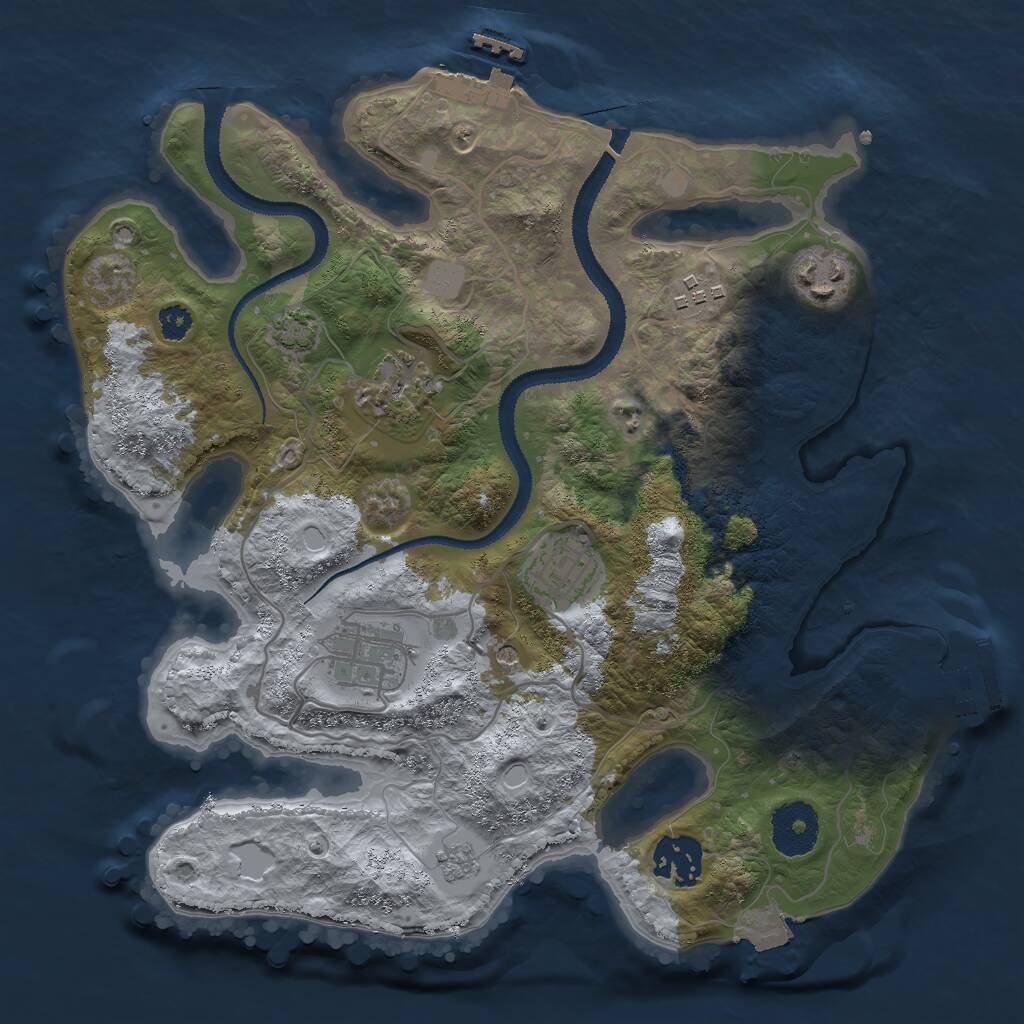 Rust Map: Procedural Map, Size: 3000, Seed: 855293979, 12 Monuments
