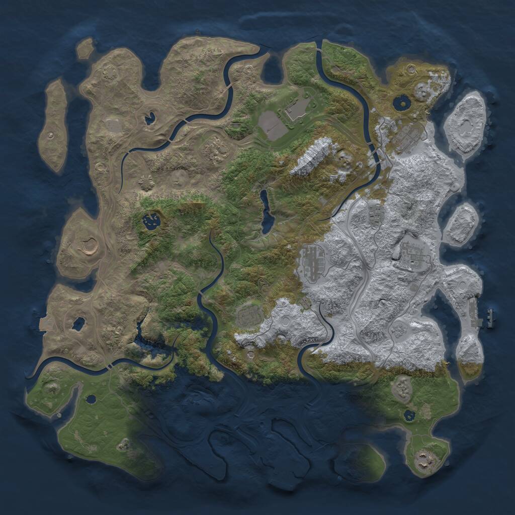 Rust Map: Procedural Map, Size: 4500, Seed: 58635508, 16 Monuments