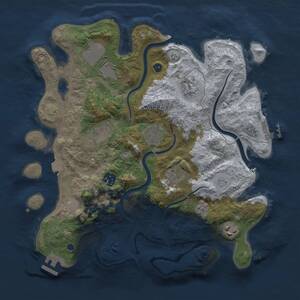 Thumbnail Rust Map: Procedural Map, Size: 3500, Seed: 523973596, 14 Monuments