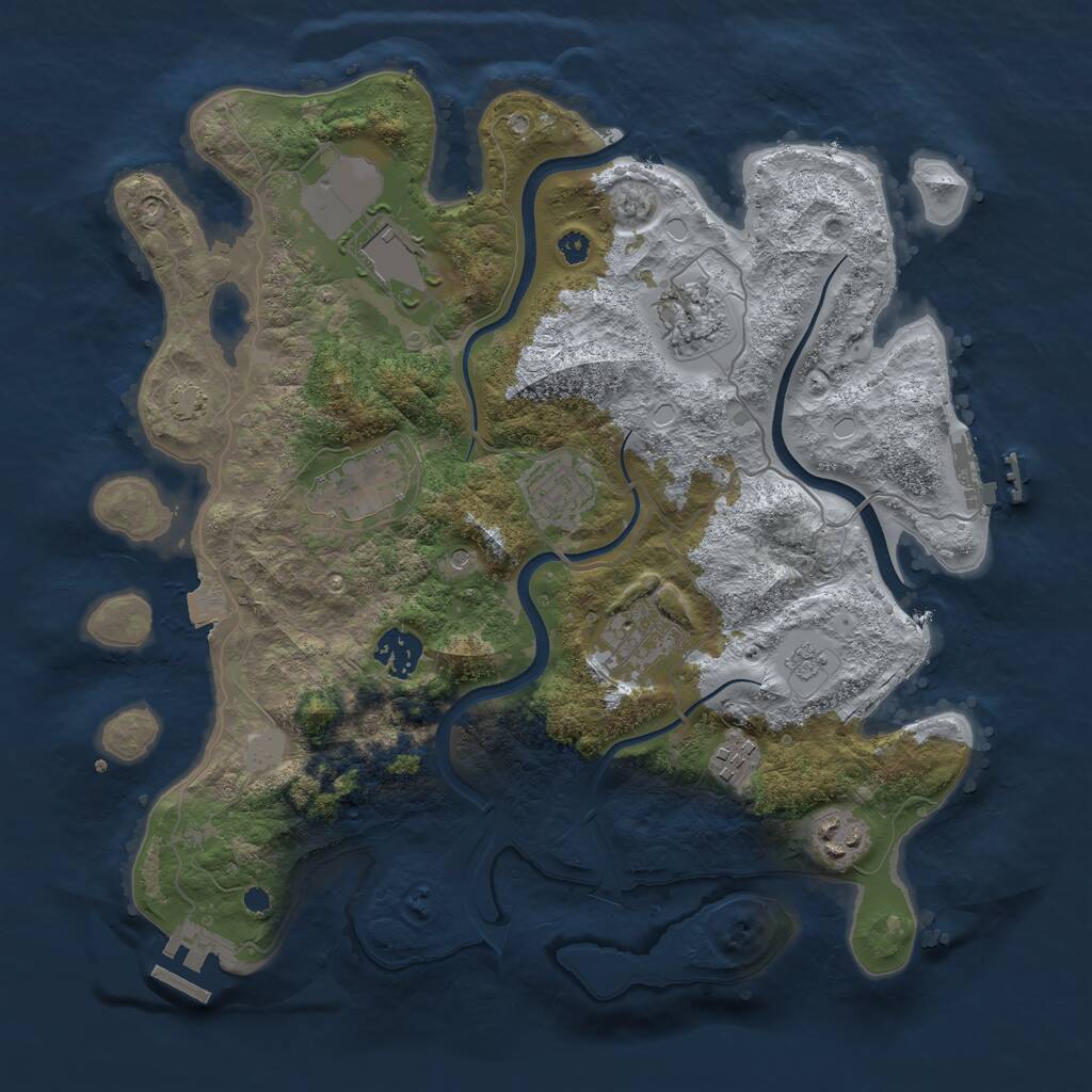 Rust Map: Procedural Map, Size: 3500, Seed: 523973596, 14 Monuments