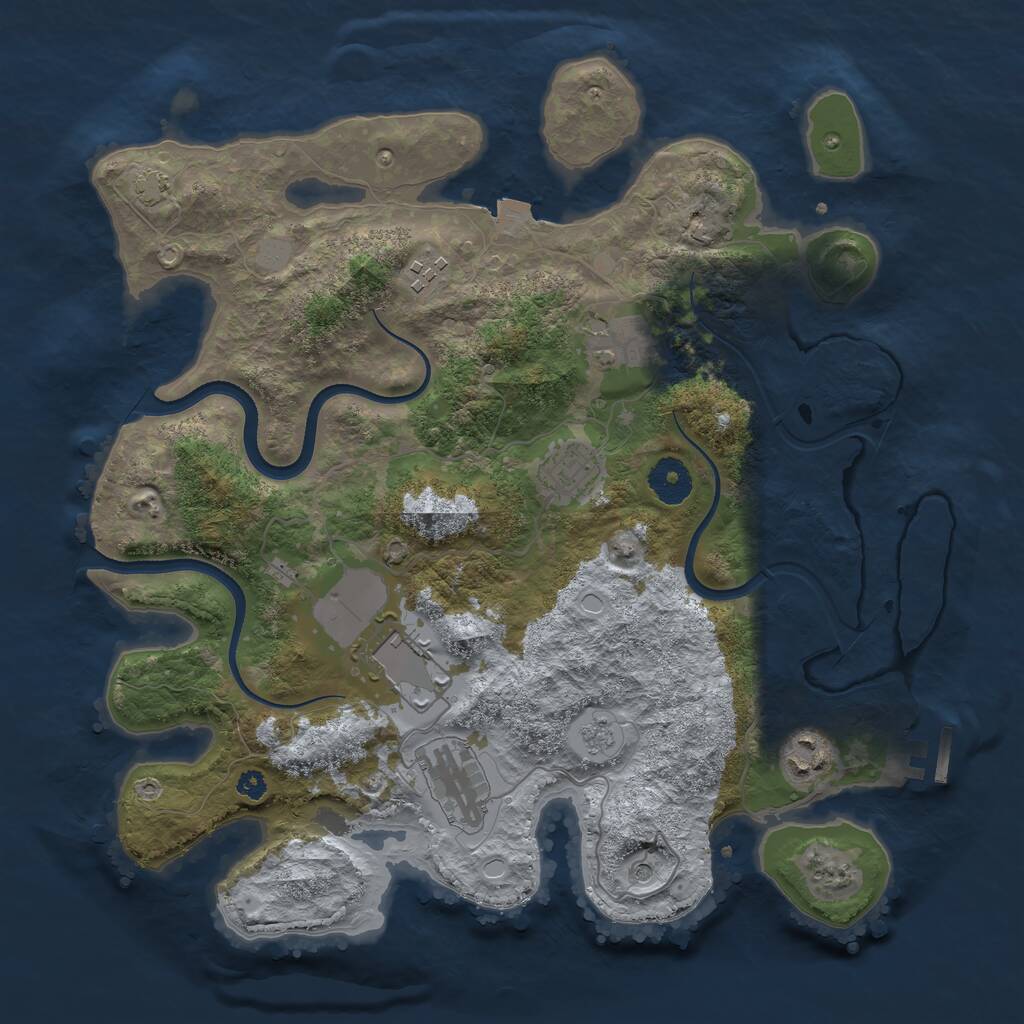 Rust Map: Procedural Map, Size: 3500, Seed: 878332678, 11 Monuments