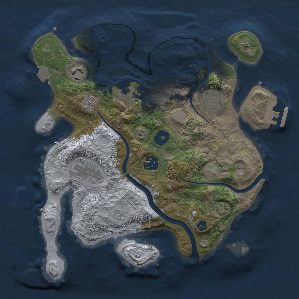 Rust Map: Procedural Map, Size: 3000, Seed: 2134305974, 11 Monuments
