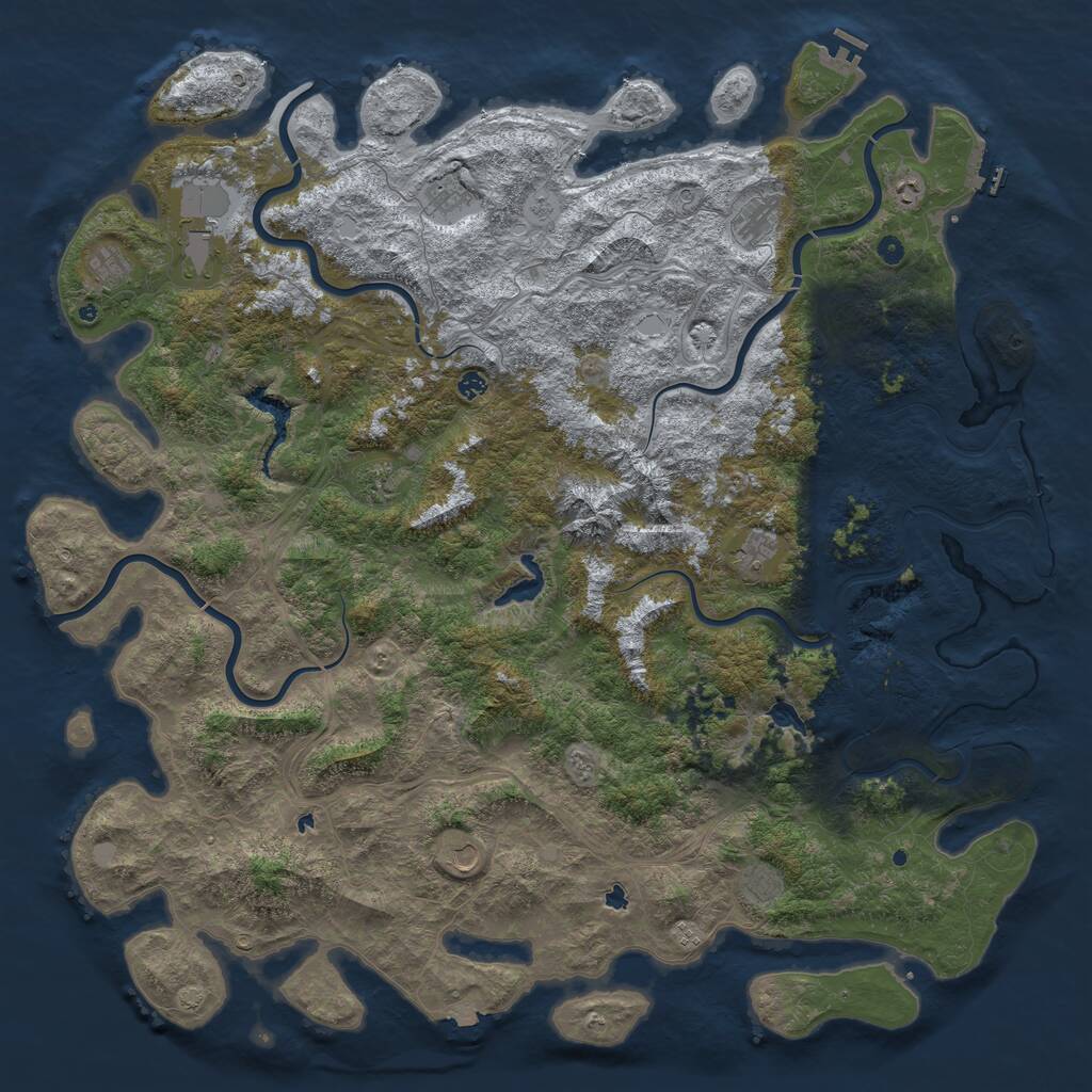 Rust Map: Procedural Map, Size: 6000, Seed: 1969401640, 17 Monuments