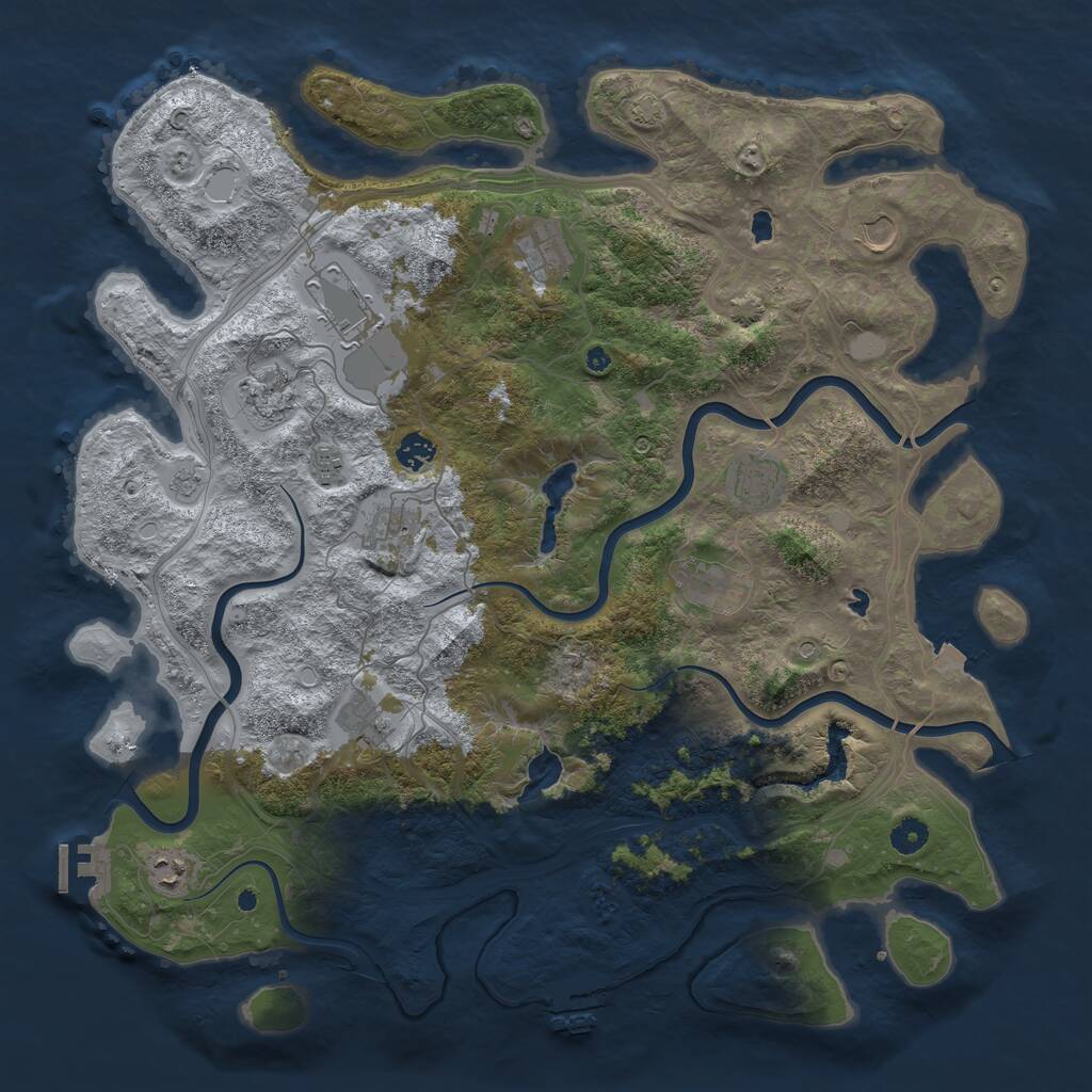 Rust Map: Procedural Map, Size: 4500, Seed: 524274759, 17 Monuments
