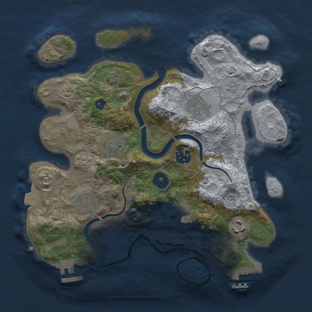 Rust Map: Procedural Map, Size: 3000, Seed: 847392, 13 Monuments