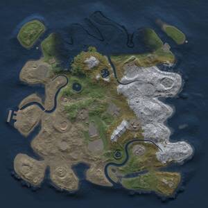 Thumbnail Rust Map: Procedural Map, Size: 3500, Seed: 1051001830, 13 Monuments