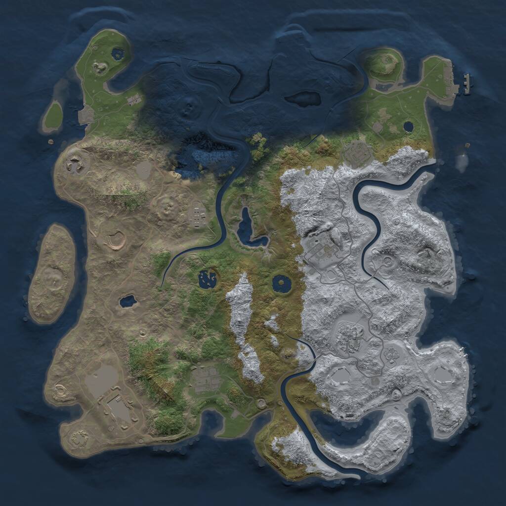 Rust Map: Procedural Map, Size: 4000, Seed: 1196550653, 15 Monuments