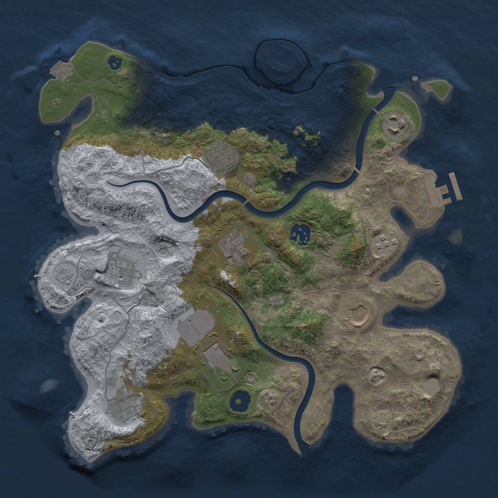 Rust Map: Procedural Map, Size: 3500, Seed: 1930615070, 14 Monuments