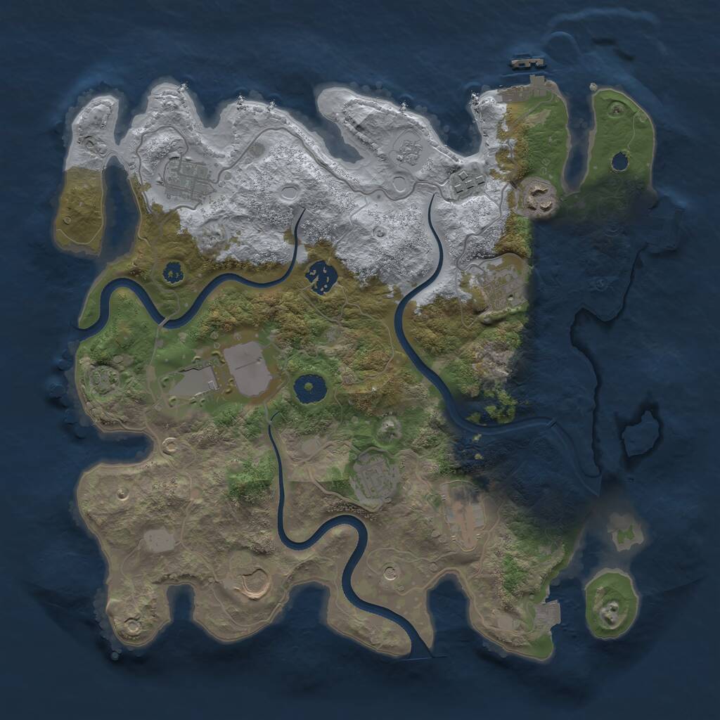Rust Map: Procedural Map, Size: 3500, Seed: 1360841726, 15 Monuments