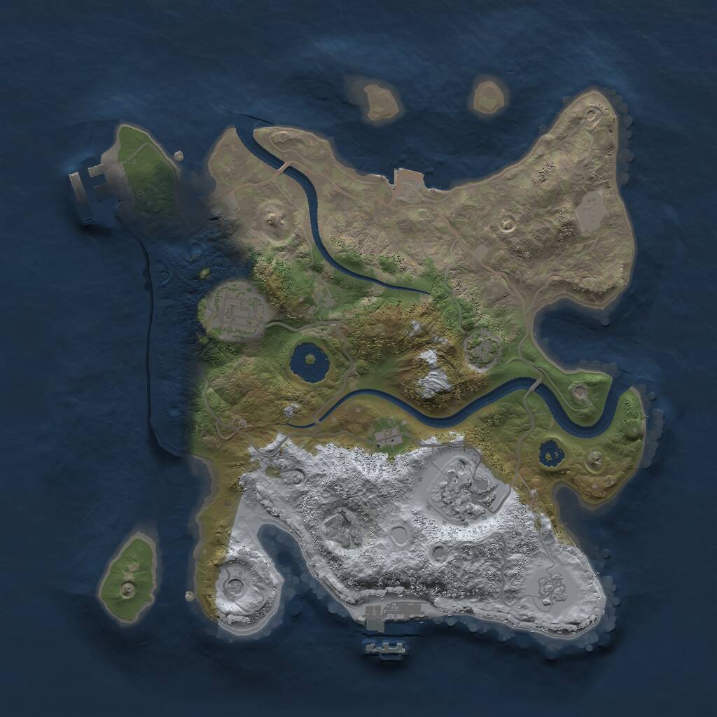 Rust Map: Procedural Map, Size: 2800, Seed: 1442890701, 8 Monuments