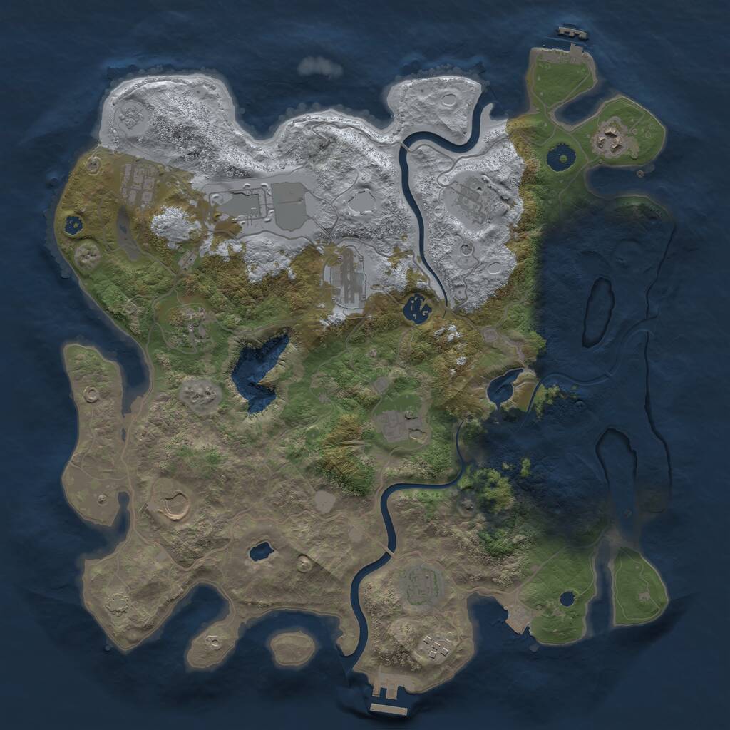Rust Map: Procedural Map, Size: 4000, Seed: 505248491, 17 Monuments