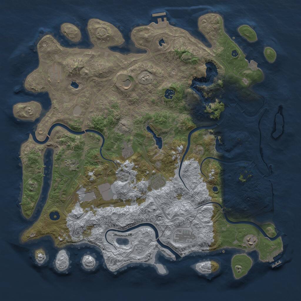 Rust Map: Procedural Map, Size: 4500, Seed: 744113235, 16 Monuments