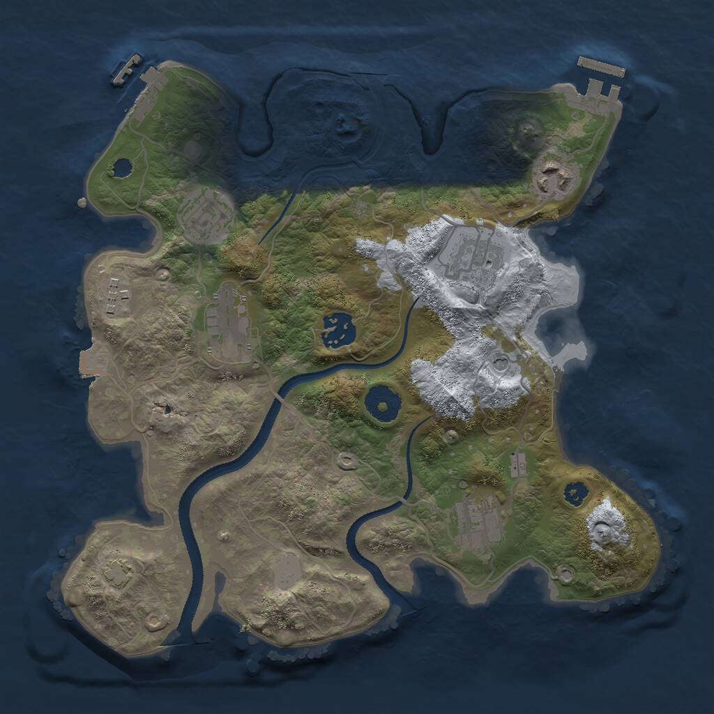 Rust Map: Procedural Map, Size: 3000, Seed: 2044449863, 12 Monuments