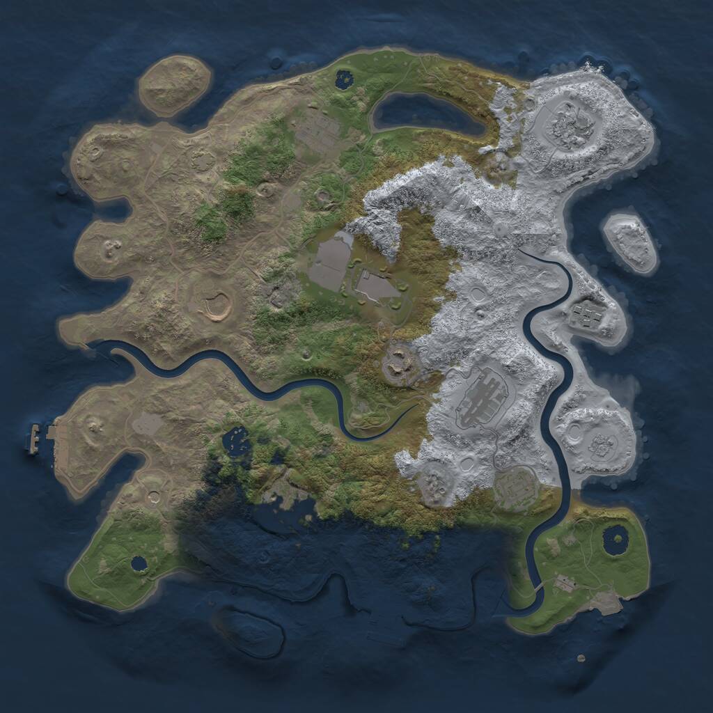 Rust Map: Procedural Map, Size: 3750, Seed: 251563, 16 Monuments
