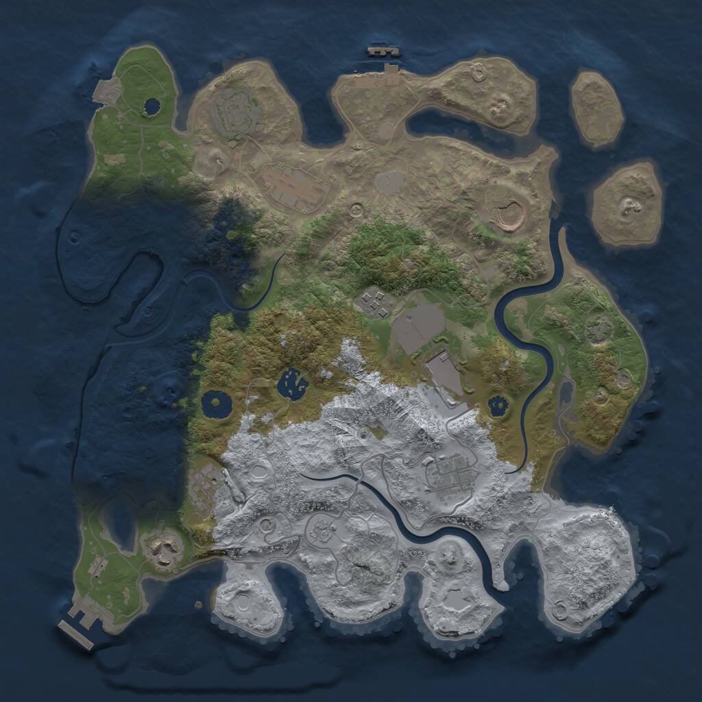 Rust Map: Procedural Map, Size: 3500, Seed: 686655, 15 Monuments