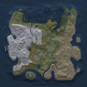 Thumbnail Rust Map: Procedural Map, Size: 3800, Seed: 44088945, 16 Monuments