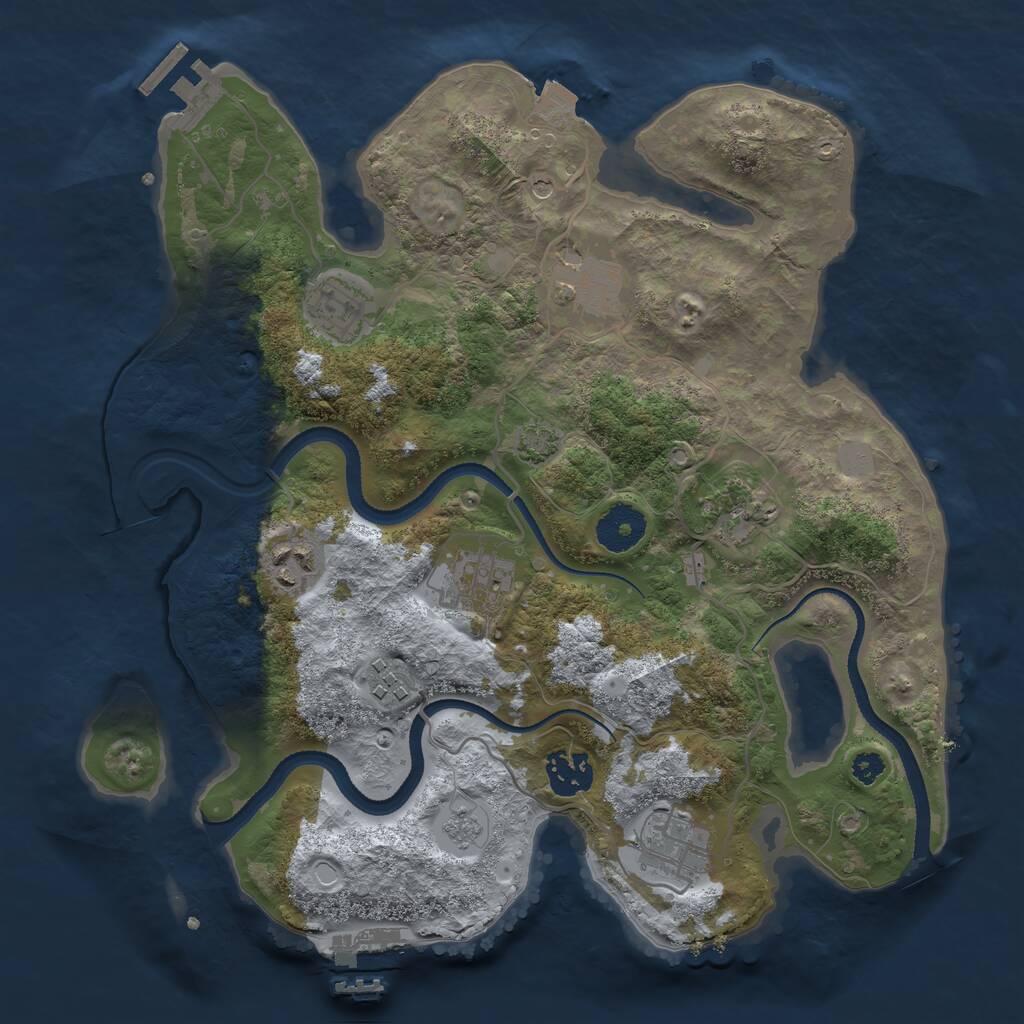 Rust Map: Procedural Map, Size: 3250, Seed: 882194, 14 Monuments